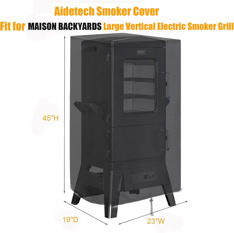 Aidetech Smoker Cover Fit for Maison BACKYARDS Large Vertical Electric Smoker Grill, Waterproof Outdoor Grill Smoker Covers with UV Protection & Windproof Straps -19" D x 23" W x 45" H - Image 2